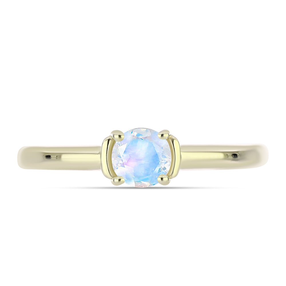 Anillo de Plata Bañada en Oro con Piedra Lunar Arco Iris 1 