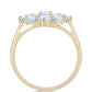 Anillo de Plata Bañada en Oro con Piedra Lunar Arco Iris y Topacio Blanco