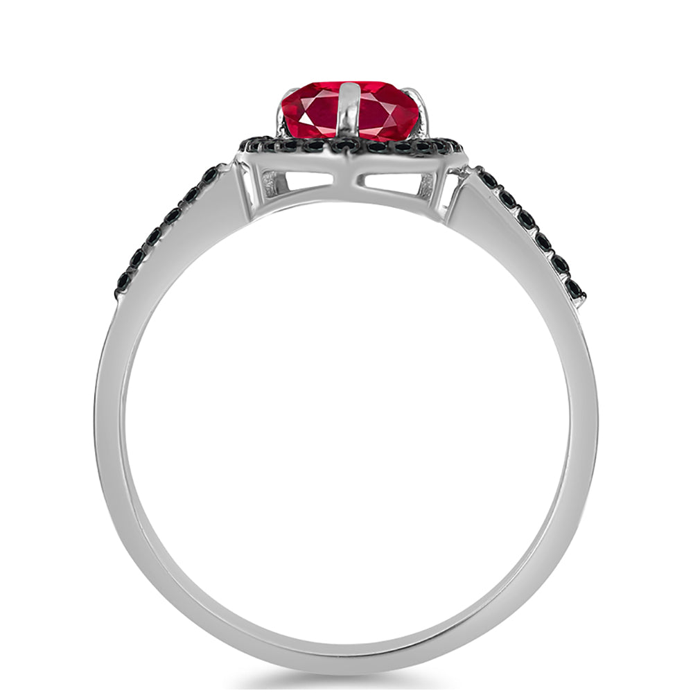 Anillo de Plata con Rubí de Madagascar y Espinela Negra 2 