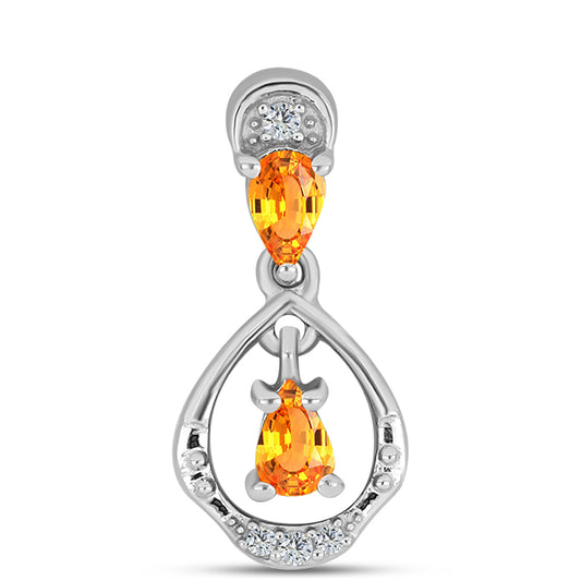 Colgante de Plata con Zafiro Padparadscha y Topacio Blanco