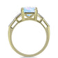 Anillo de Plata Bañada en Oro con Piedra Lunar Arco Iris y Topacio Blanco