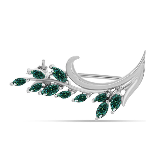 Broche de Plata con Moissanita azul mar verdosa