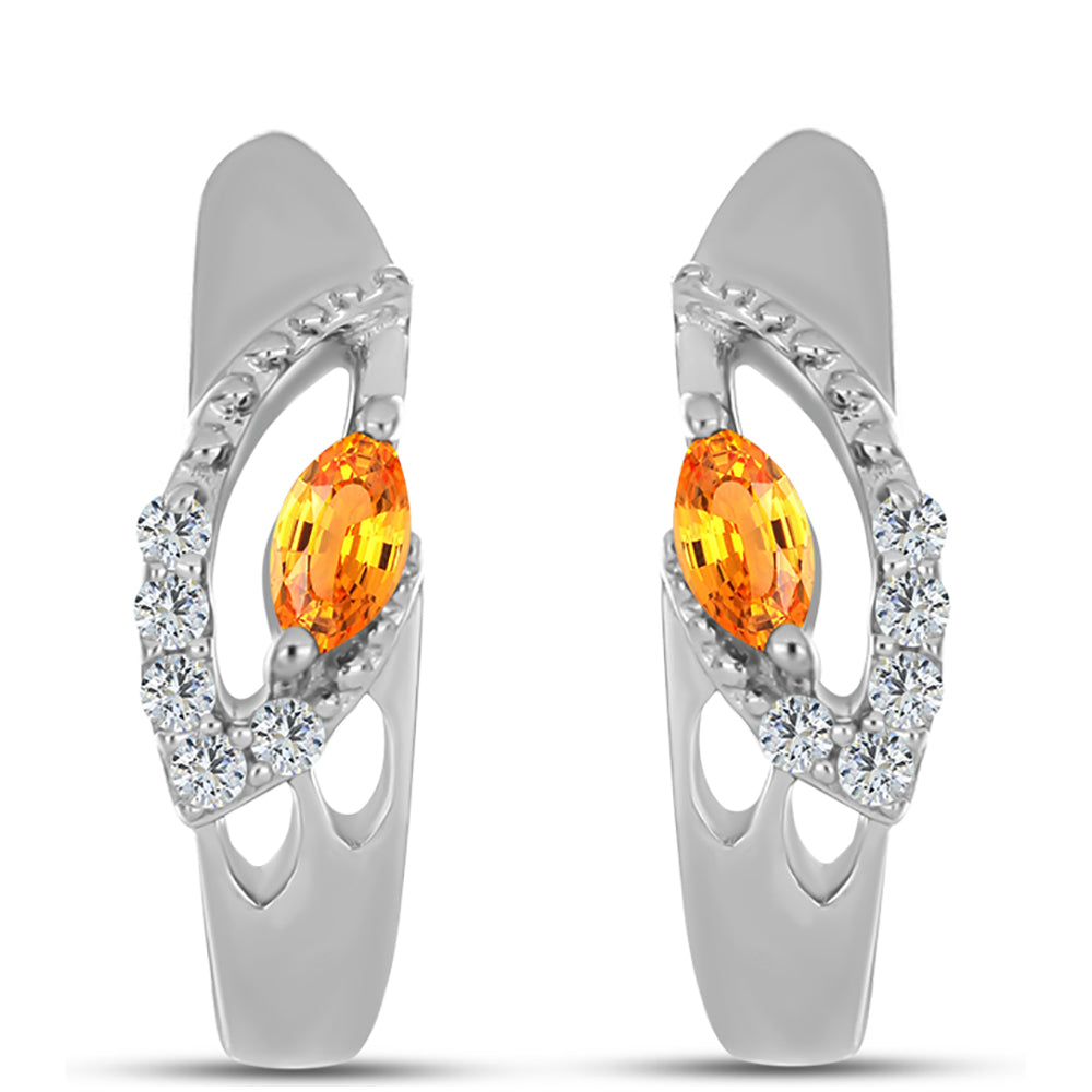 Pendientes de Plata con Zafiro Padparadscha y Topacio Blanco 1 
