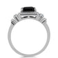 Anillo de Plata con Obsidiana y Topacio Blanco