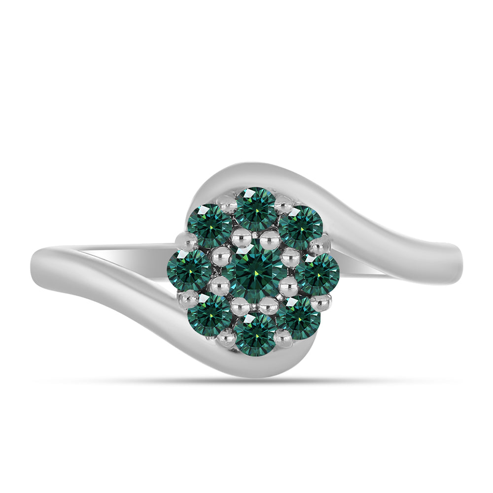 Anillo de Plata con Moissanita azul mar verdosa 1 