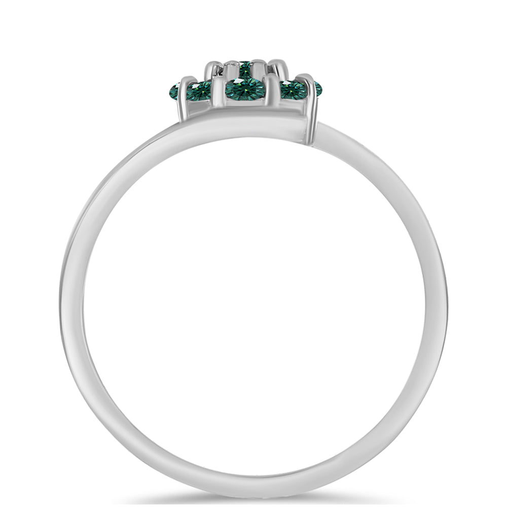 Anillo de Plata con Moissanita azul mar verdosa
