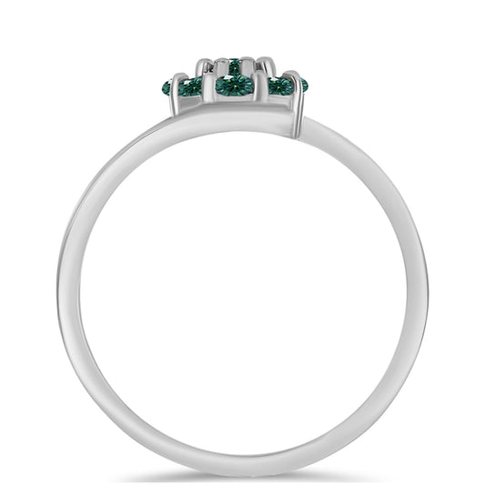 Anillo de Plata con Moissanita azul mar verdosa