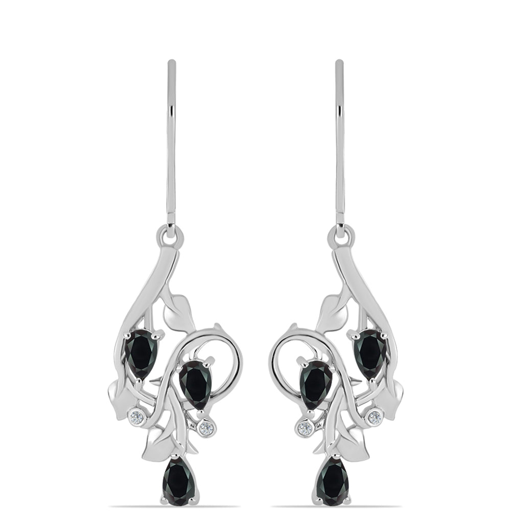 Pendientes de Plata con Obsidiana y Topacio Blanco 1 