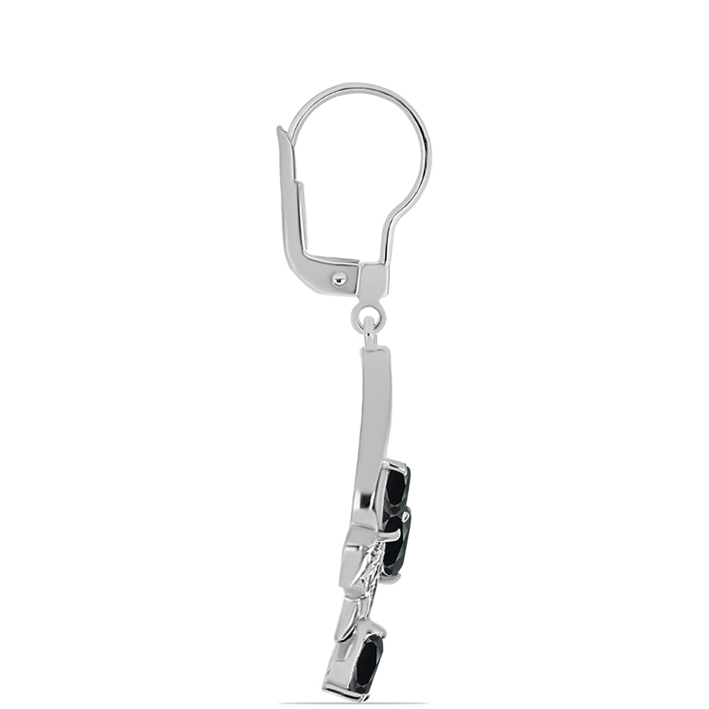 Pendientes de Plata con Obsidiana y Topacio Blanco 2 