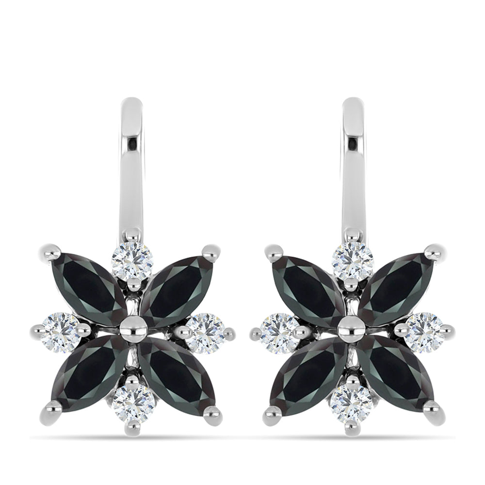 Pendientes de Plata con Obsidiana y Topacio Blanco 1 