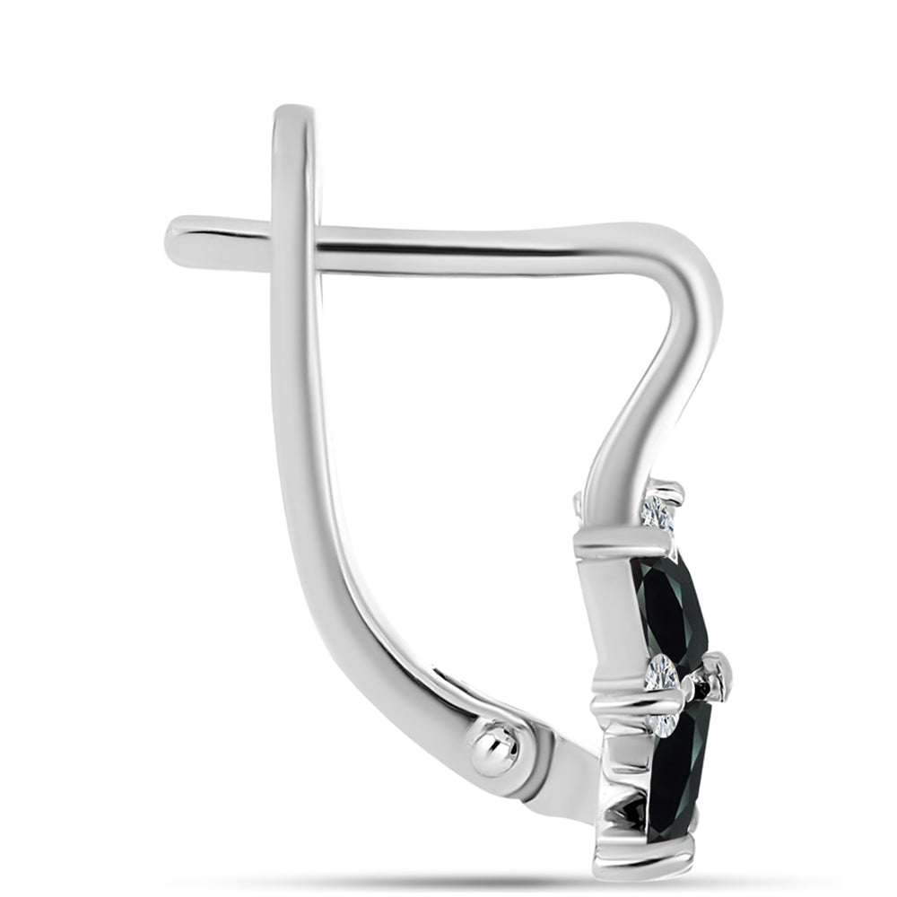 Pendientes de Plata con Obsidiana y Topacio Blanco 2 