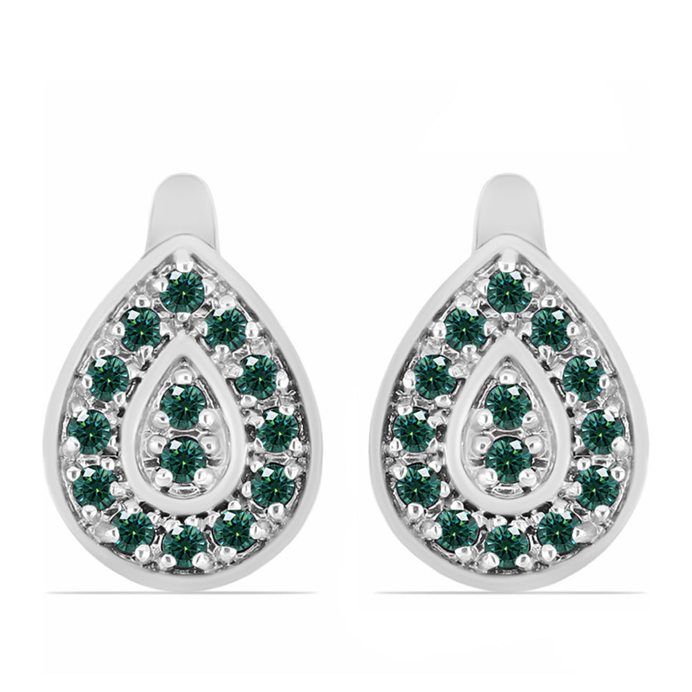 Pendientes de Plata con Moissanita azul mar verdosa