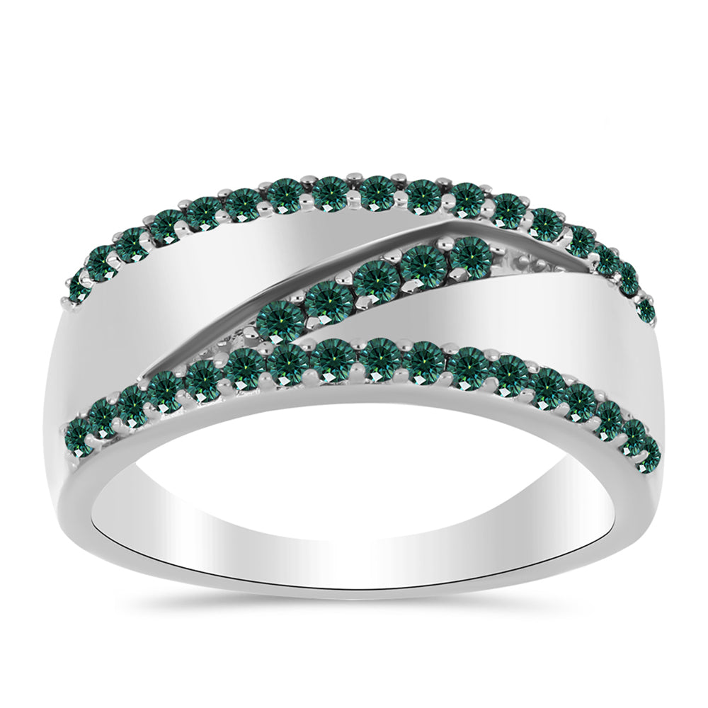 Anillo de Plata con Moissanita azul mar verdosa 3 