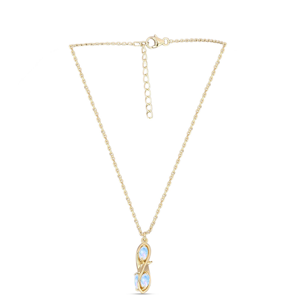 Collar de Plata Bañada en Oro con Piedra Lunar Arco Iris 1 