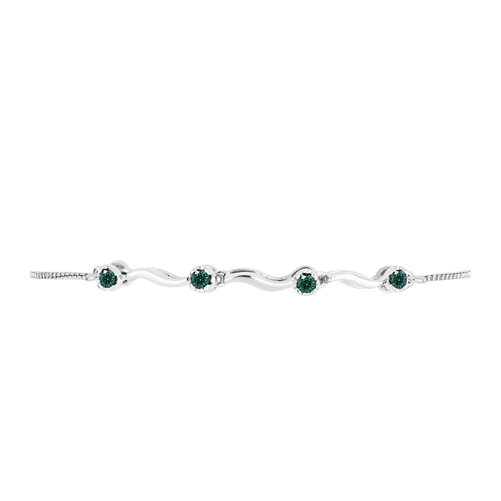 Pulsera de Plata con Moissanita azul mar verdosa 2 