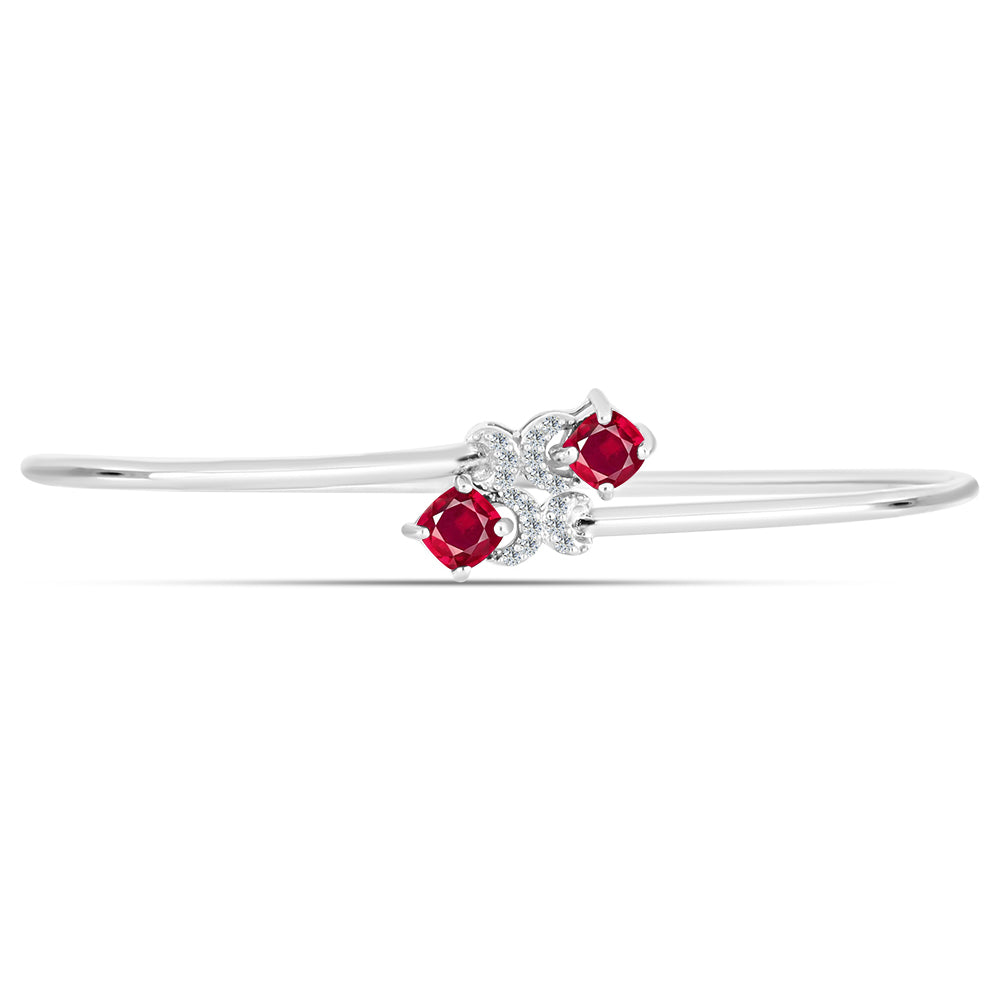 Brazalete de Plata con Rubí de Madagascar y Topacio Blanco 2 
