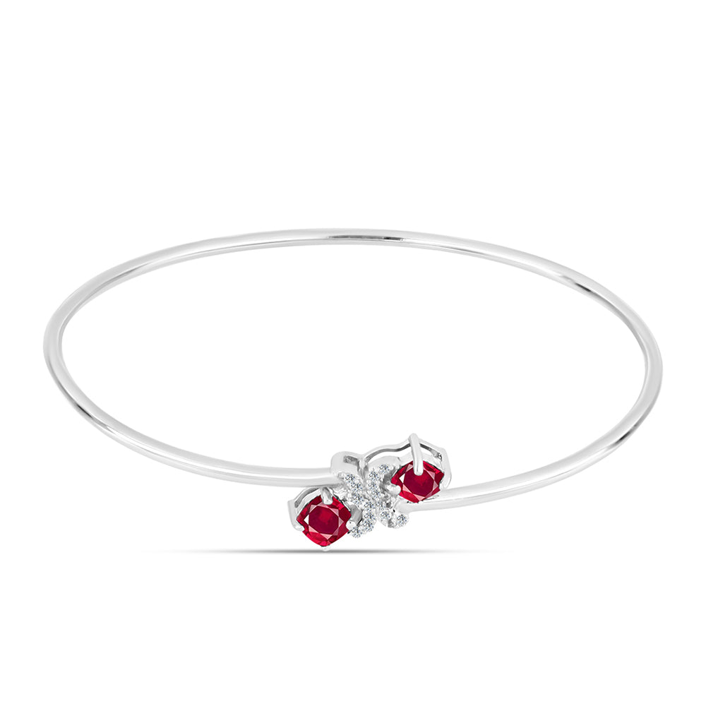 Brazalete de Plata con Rubí de Madagascar y Topacio Blanco 1 