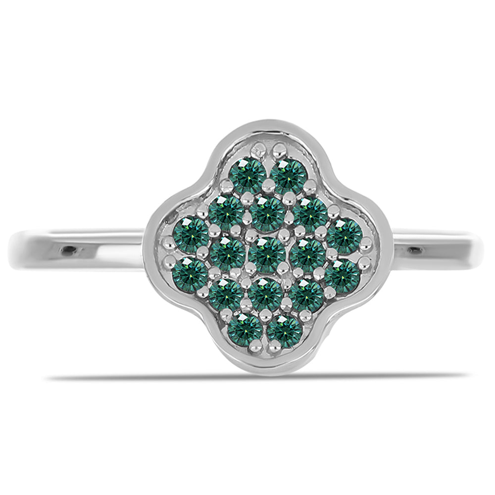 Anillo de Plata con Moissanita azul mar verdosa 1 