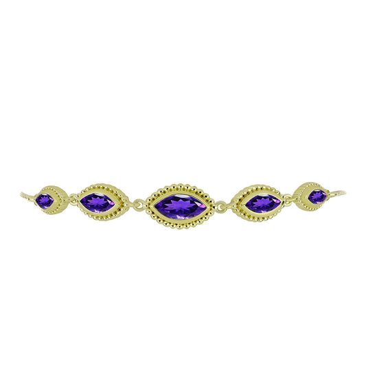 Pulsera de Plata Bañada en Oro con Amatista de Marruecos