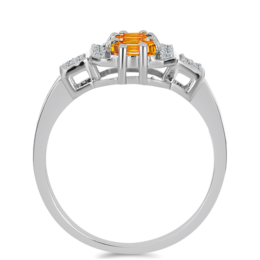 Anillo de Plata con Zafiro Padparadscha y Topacio Blanco 2 