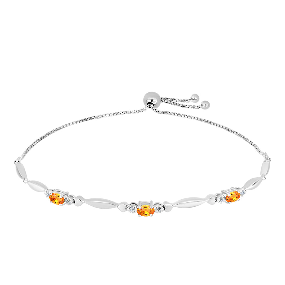 Pulsera de Plata con Zafiro Padparadscha y Topacio Blanco