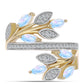 Anillo de Plata Bañada en Oro con Piedra Lunar Arco Iris y Topacio Blanco