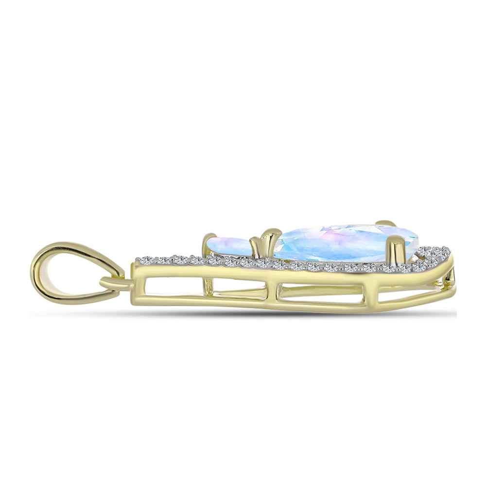 Colgante de Plata Bañada en Oro con Piedra Lunar Arco Iris 2 