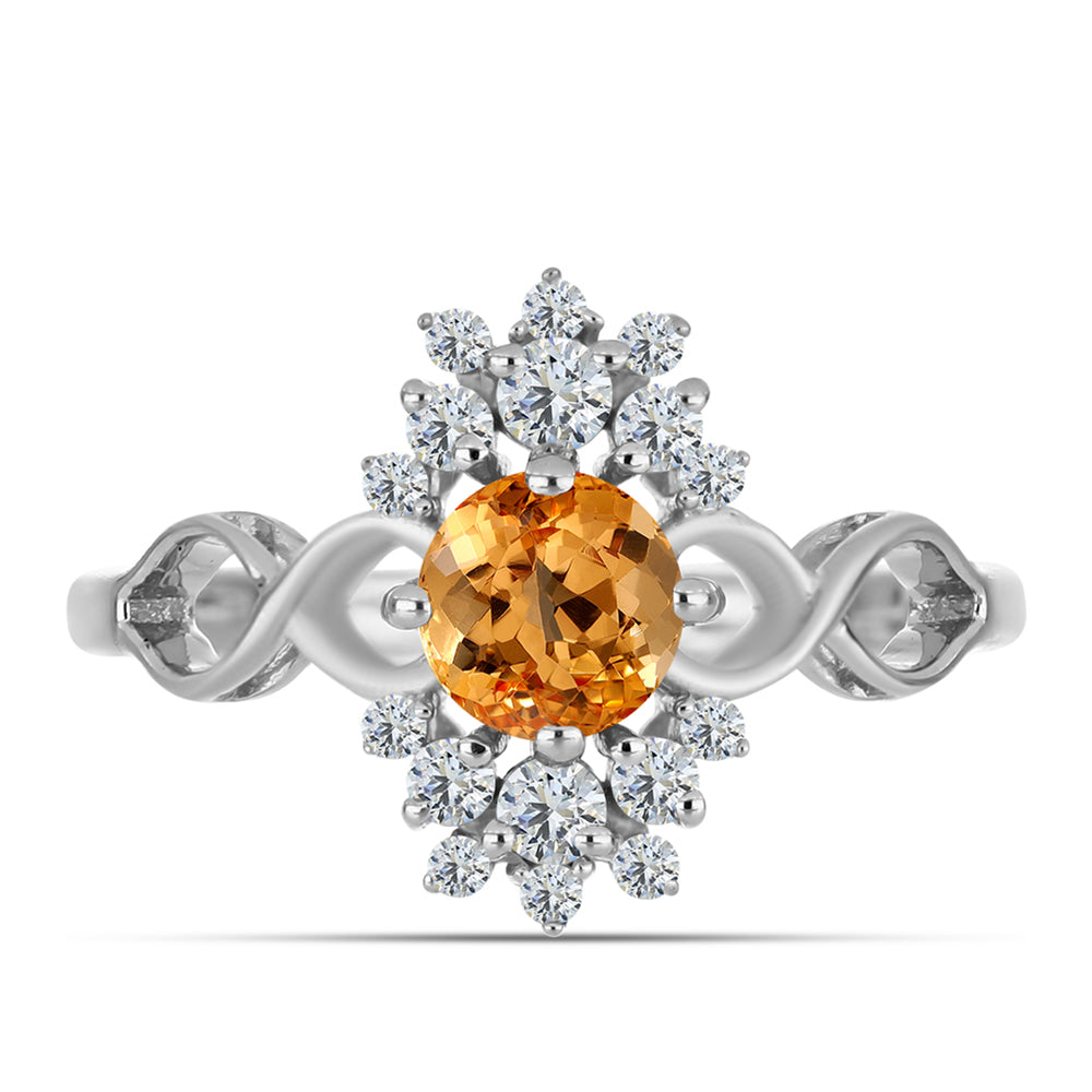 Anillo de Plata con Topacio amarillo imperial y Topacio Blanco