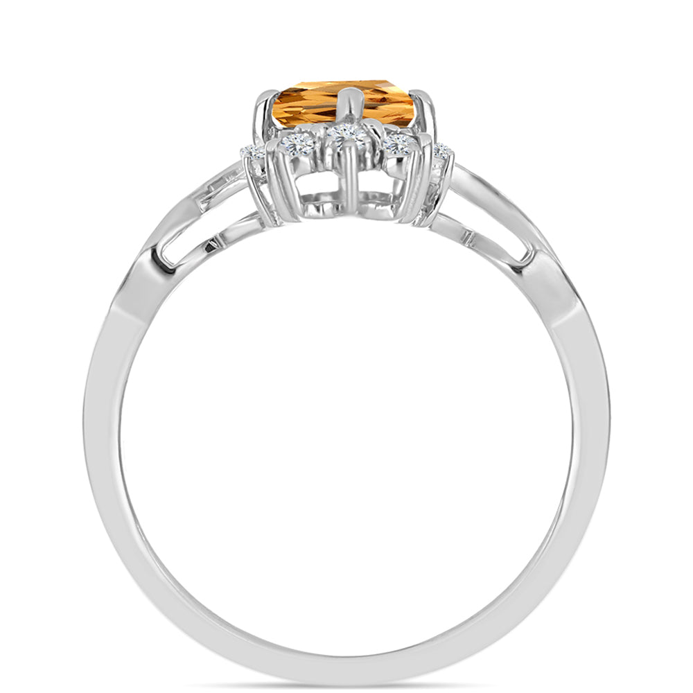 Anillo de Plata con Topacio amarillo imperial y Topacio Blanco 2 