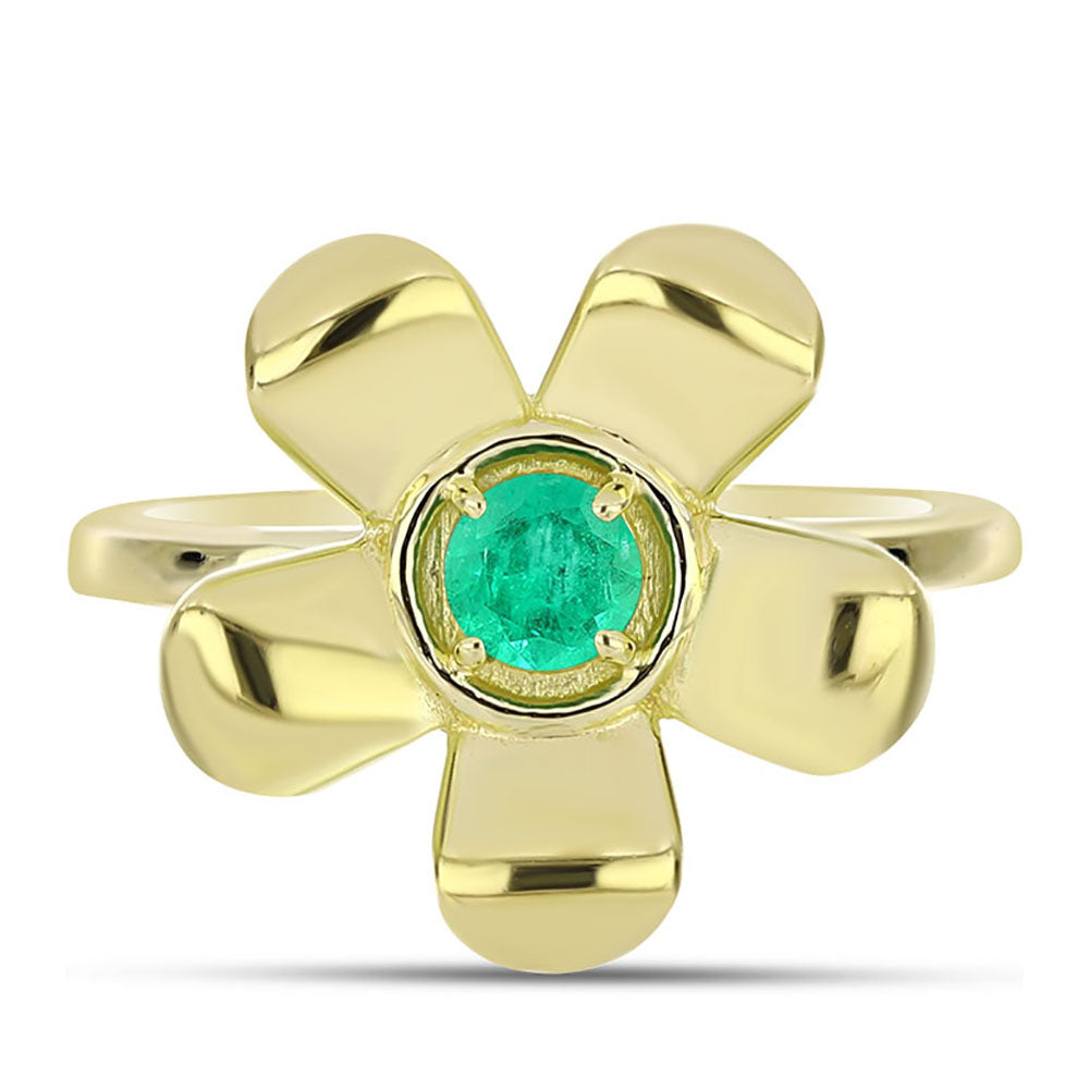 Anillo de Plata Bañada en Oro con Esmeralda de Colombia 1 