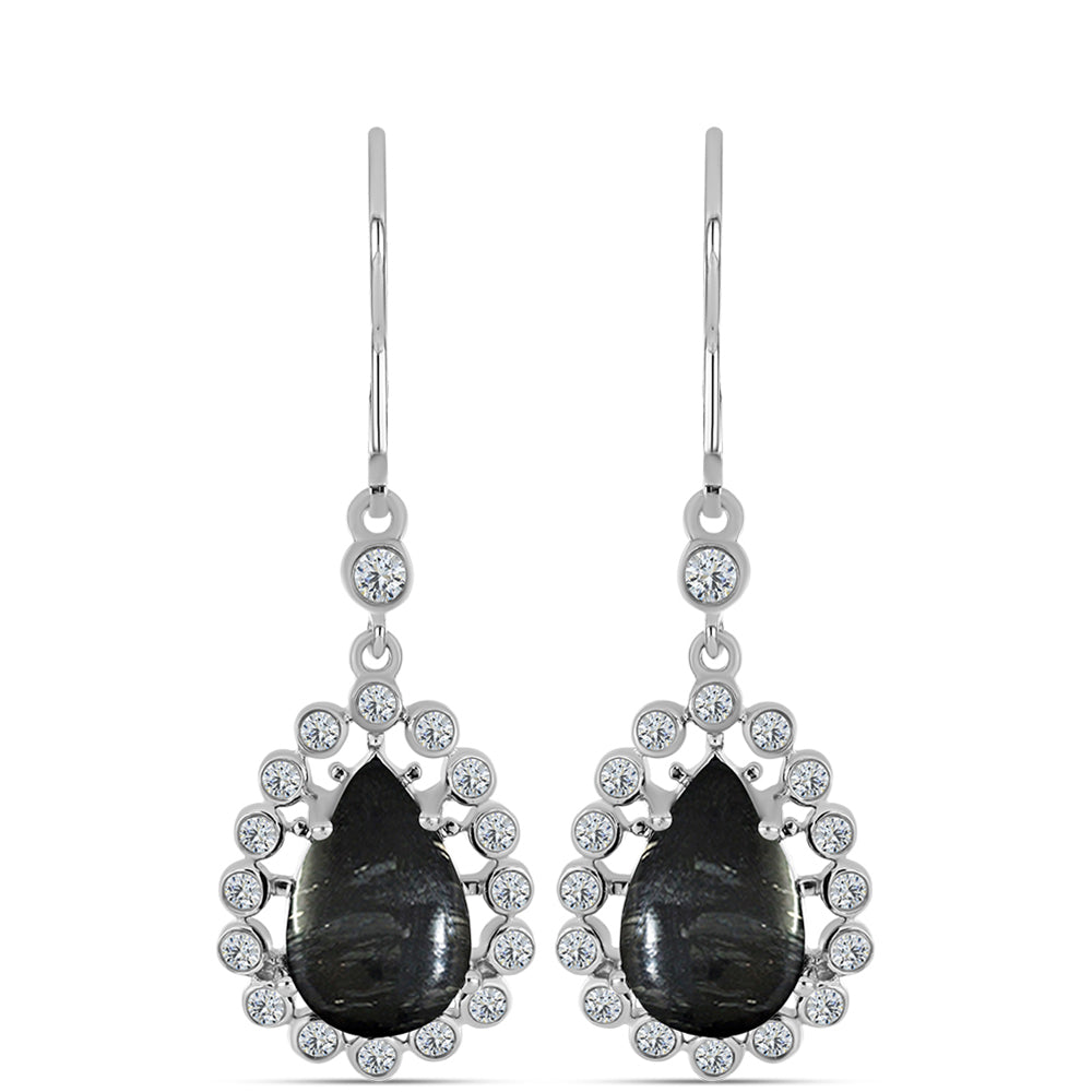 Pendientes de Plata con Jaspe Picasso y Topacio Blanco 1 