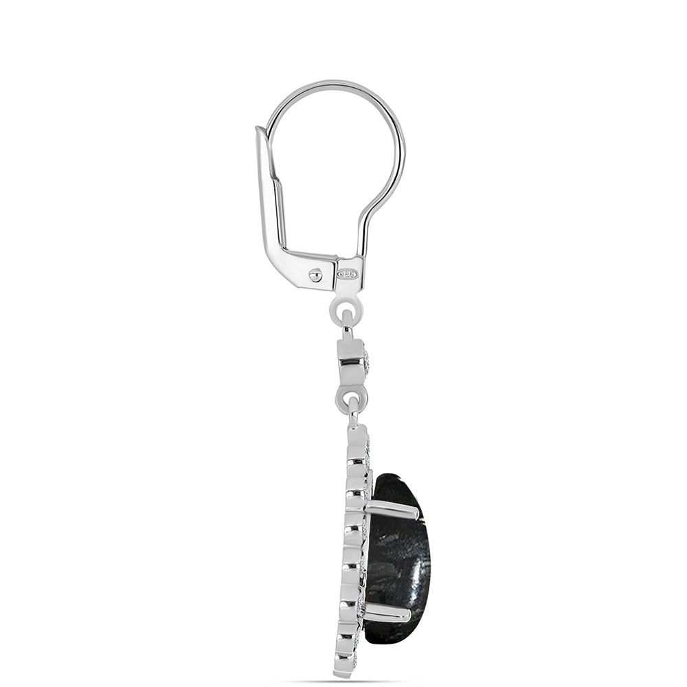 Pendientes de Plata con Jaspe Picasso y Topacio Blanco