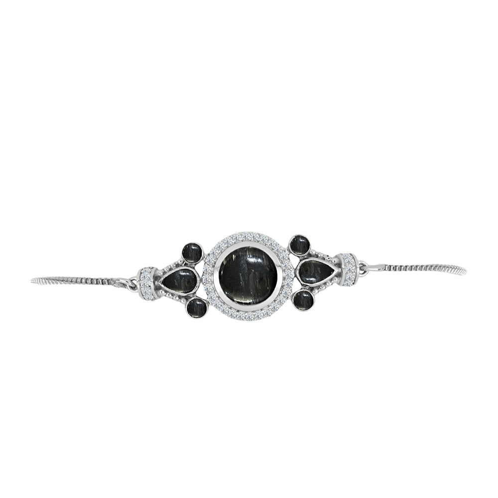 Pulsera de Plata con Jaspe Picasso y Topacio Blanco