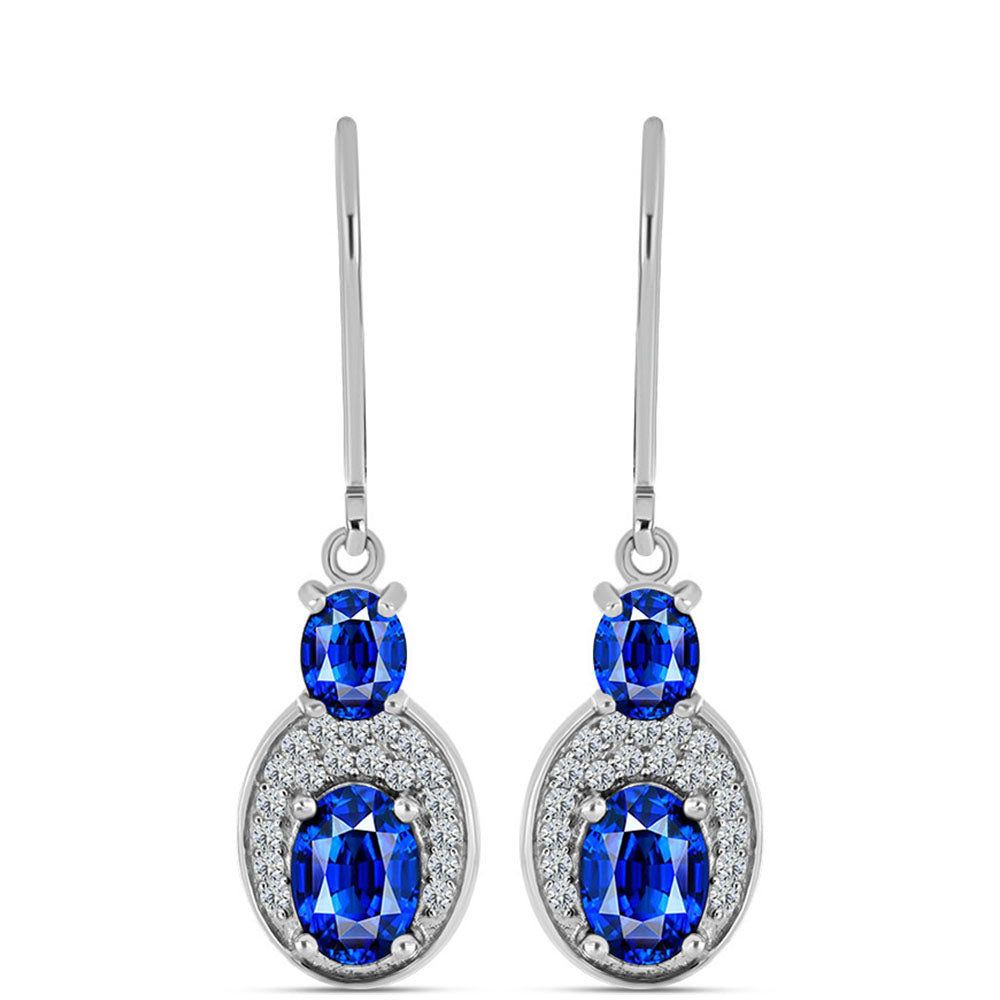 Pendientes de Plata con Zafiro Azul Australiano y Topacio Blanco