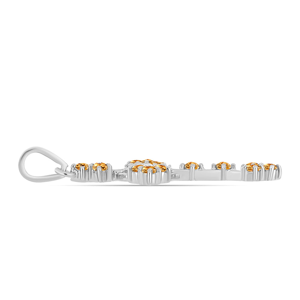 Cruz Colgante de Plata con Topacio amarillo imperial y Topacio Blanco 2 