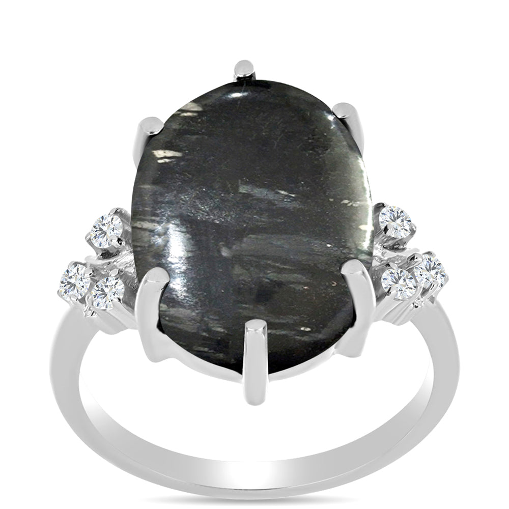 Anillo de Plata con Jaspe Picasso y Topacio Blanco 3 
