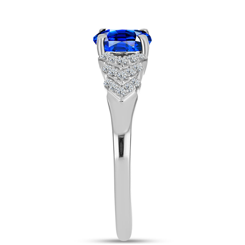 Anillo de Plata con Zafiro Azul Australiano y Topacio Blanco 4 
