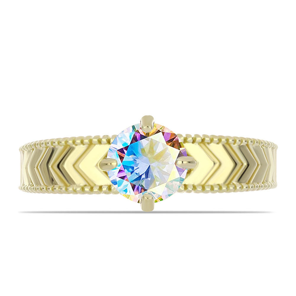 Anillo de Plata Bañada en Oro con Moisanita hielo 1 