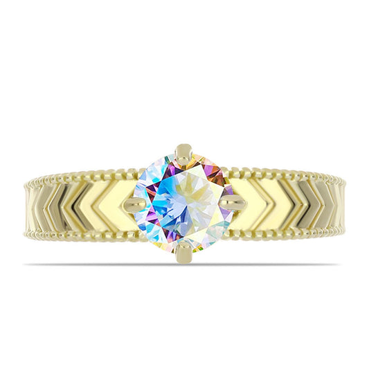 Anillo de Plata Bañada en Oro con Moisanita hielo