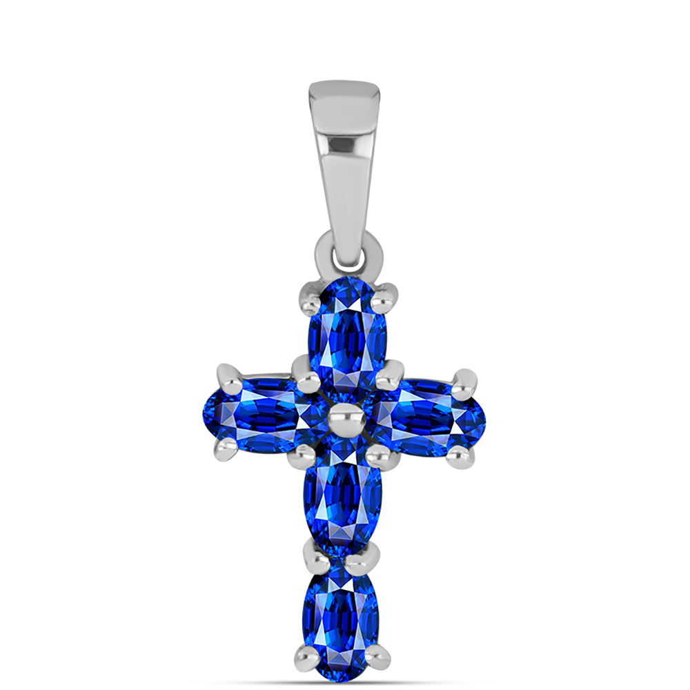 Cruz Conjunto de Plata con Zafiro Azul Australiano ( Pendientes +Anillo +Colgante ) 4 