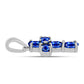 Cruz Conjunto de Plata con Zafiro Azul Australiano ( Pendientes +Anillo +Colgante )