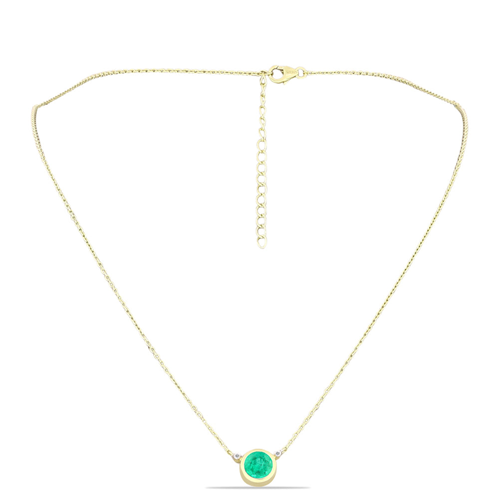 Collar de Plata Bañada en Oro con Esmeralda de Colombia y Diamante blanco 1 