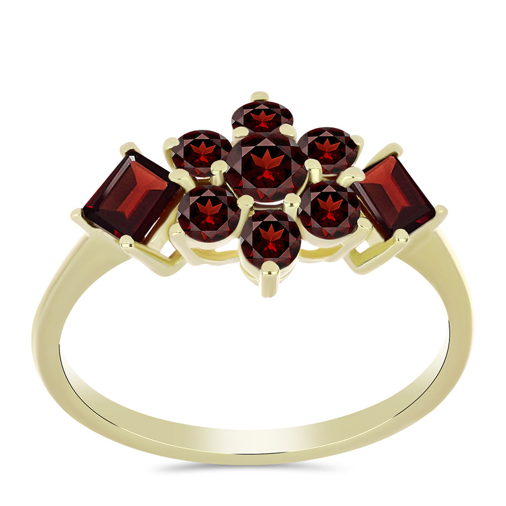 Anillo de Plata Bañada en Oro con Granate Barton 3 