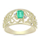 Anillo de Plata Bañada en Oro con Esmeralda de Colombia y Diamante blanco