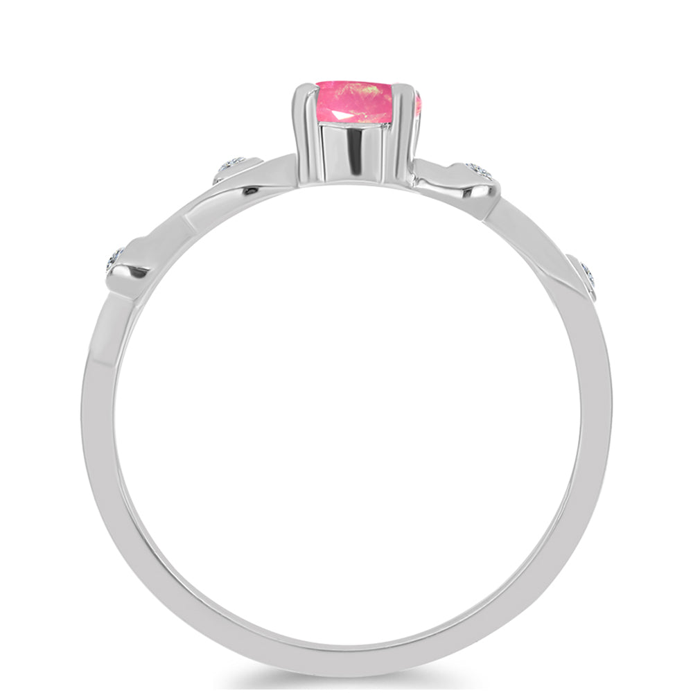Anillo de Plata con Ópalo Rosa de Lega Dembi y Topacio Blanco 2 