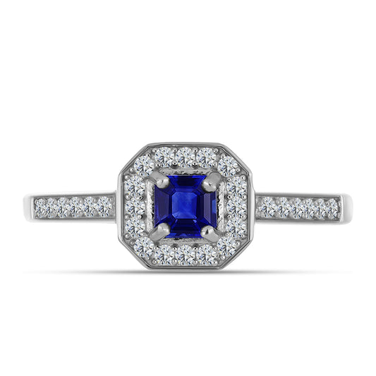 Anillo de Plata con Zafiro Azul Australiano y Topacio Blanco