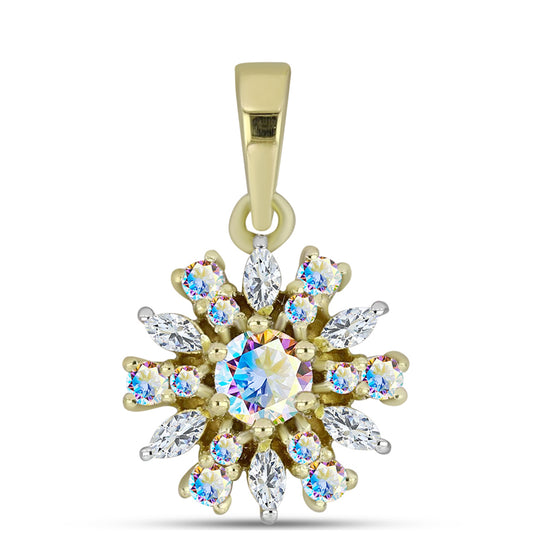 Colgante de Plata Bañada en Oro con Moisanita hielo y Zircón Blanco