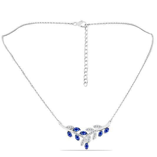 Collar de Plata con Zafiro Azul Australiano y Topacio Blanco