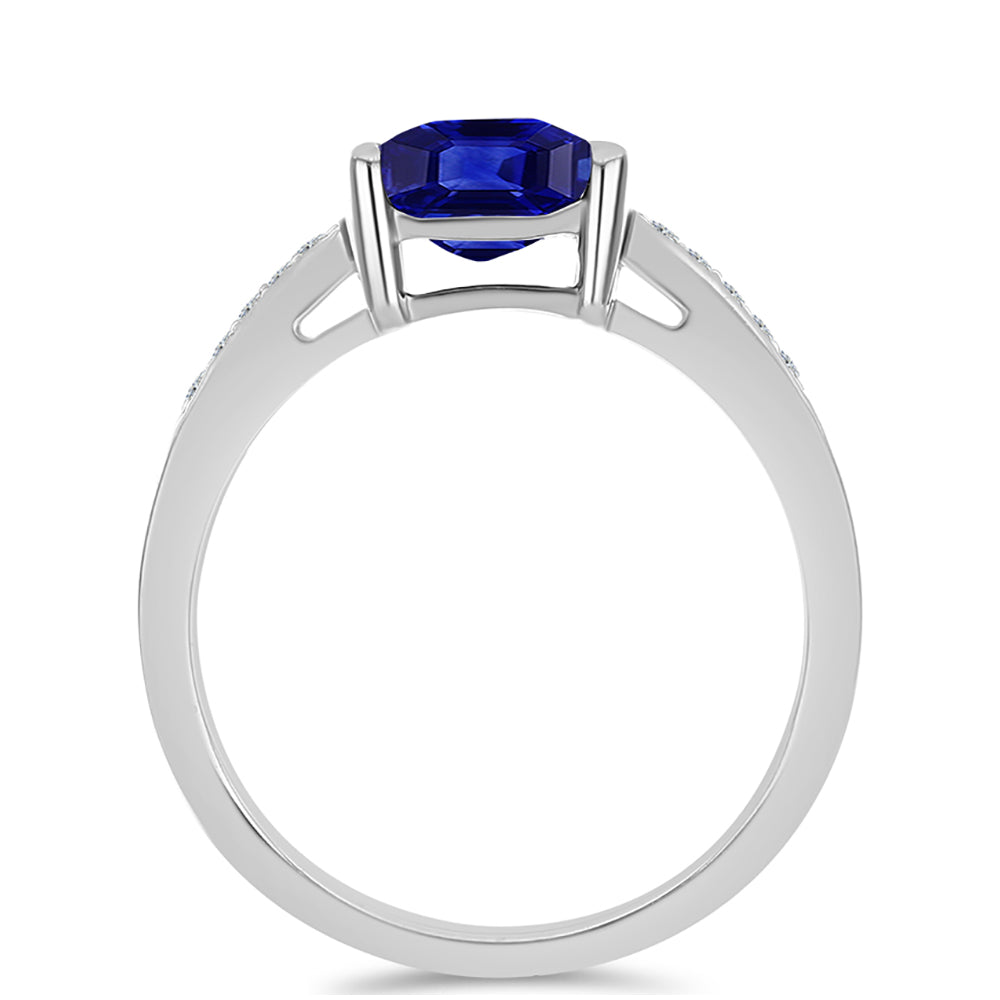 Anillo de Plata con Zafiro Azul Australiano y Topacio Blanco 2 