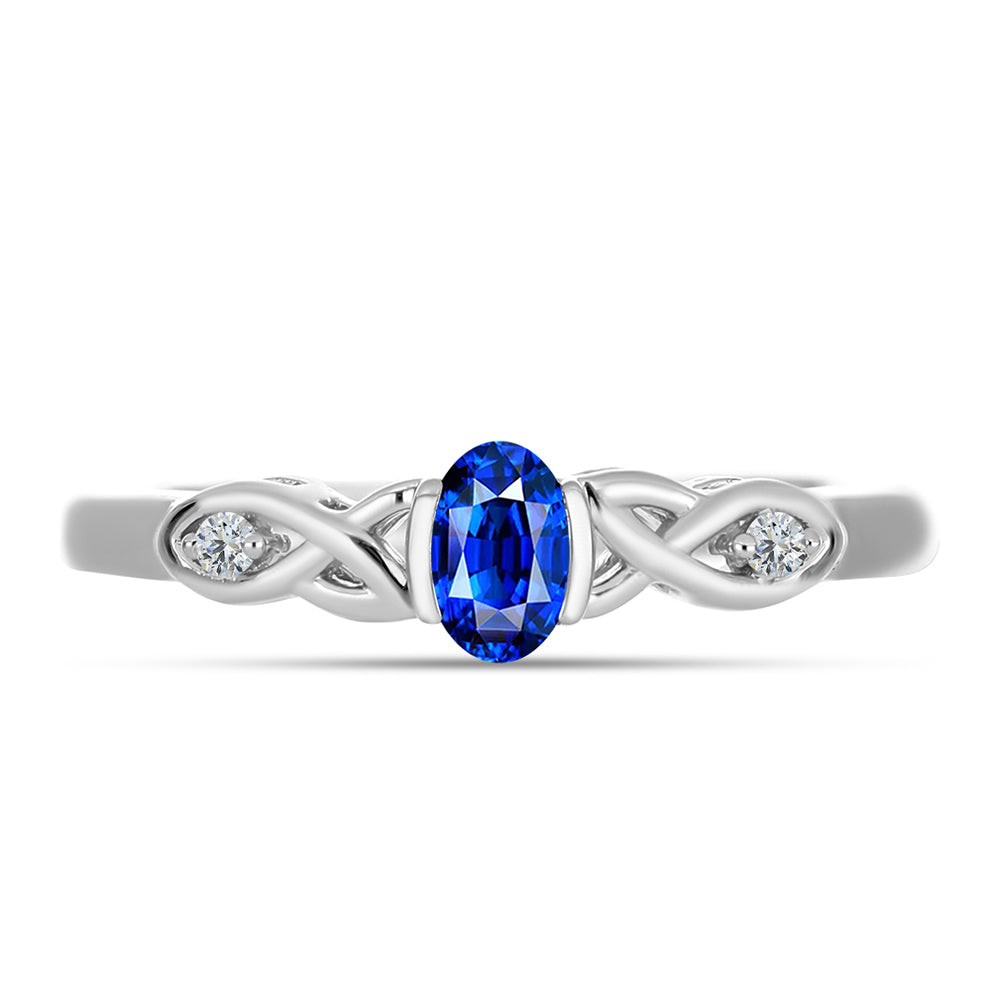 Anillo de Plata con Zafiro Azul Australiano y Topacio Blanco